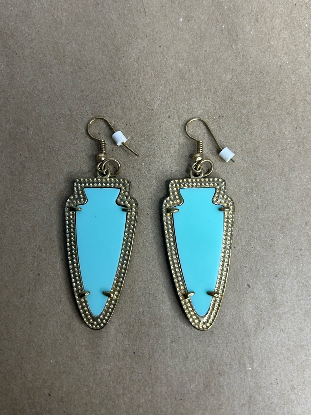 Gold‎ & Turquoise Arrow HeadDesign Drop Earrings